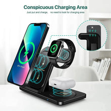 Load image into Gallery viewer, 3 in 1 Wireless Charger Stand Pad For iPhone 15 14 13 12 X Max Foldable Fast Charging Station Dock For IWatch 8 7 SE AirPods Pro
