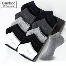 Load image into Gallery viewer, 10 Pairs / Pack Men&#39;s Bamboo Fiber Socks Short High Quality New Casual Breathable Anti-Bacterial Men Ankle Socks
