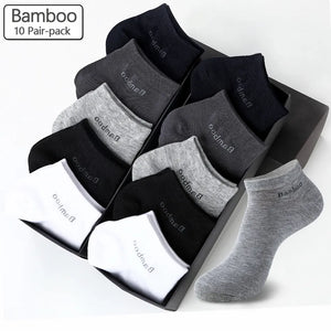 10 Pairs / Pack Men's Bamboo Fiber Socks Short High Quality New Casual Breathable Anti-Bacterial Men Ankle Socks