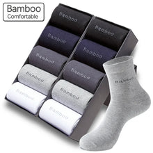 Load image into Gallery viewer, 10 Pairs / Lot Bamboo Fiber Socks Men Casual Business Anti-Bacterial Breatheable High Quality Guarantee Socks
