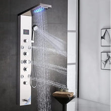 Cargar imagen en el visor de la galería, Panel LED para ducha, grifo de lluvia, chorro de masaje para SPA, pantalla Digital, montaje en pared, sistema de columna de ducha de baño, gran oferta 
