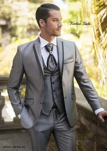 Men's Suit Peaked Lapel 3 Pieces 1 Button Groom Tuxedos Wedding Suit For Men Set Custom Made(Jacket+Pants+Vest)