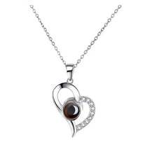 Charger l&#39;image dans la galerie, Collier de Projection de cœur d&#39;amour, pendentif je t&#39;aime en 100 langues, avec boîte-cadeau Rose pour petite amie, bijoux de luxe à la mode
