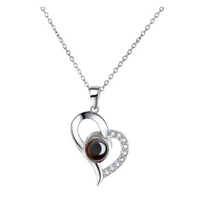 Collier de Projection de cœur d'amour, pendentif je t'aime en 100 langues, avec boîte-cadeau Rose pour petite amie, bijoux de luxe à la mode