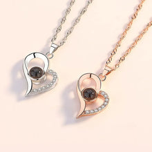 Charger l&#39;image dans la galerie, Collier de Projection de cœur d&#39;amour, pendentif je t&#39;aime en 100 langues, avec boîte-cadeau Rose pour petite amie, bijoux de luxe à la mode
