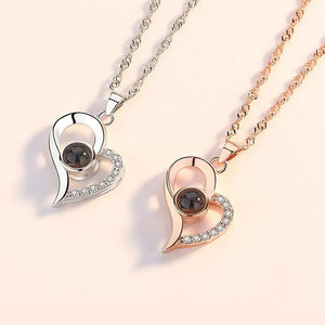 Collier de Projection de cœur d'amour, pendentif je t'aime en 100 langues, avec boîte-cadeau Rose pour petite amie, bijoux de luxe à la mode