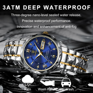 POEDAGAR Top Brand Luxury Man Wristwatch Waterproof Luminous Date Week Men Watches Stainless Steel Quartz