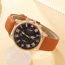 Load image into Gallery viewer, Fashion Mens Sports Watch Man Business Quartz Wristwatch Luxury Brown Leather Bracelet Men Casual Luminous Clock Watch
