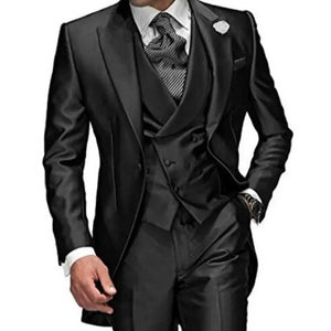 Men's Suit Peaked Lapel 3 Pieces 1 Button Groom Tuxedos Wedding Suit For Men Set Custom Made(Jacket+Pants+Vest)