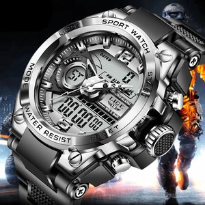 Reloj militar LIGE para hombre, reloj de pulsera Digital resistente al agua de 50m, reloj de cuarzo LED, reloj deportivo, relojes grandes para hombre, relojes masculinos