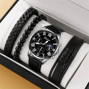 Fashion Mens Sports Watch Man Business Quartz Wristwatch Luxury Brown Leather Bracelet Men Casual Luminous Clock Watch