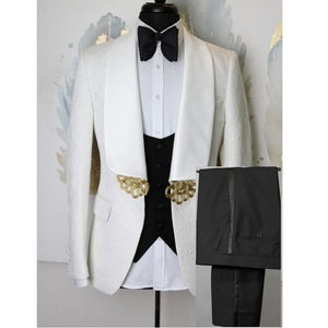 Men's Suit Peaked Lapel 3 Pieces 1 Button Groom Tuxedos Wedding Suit For Men Set Custom Made(Jacket+Pants+Vest)