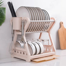 Load image into Gallery viewer, Dish Drainer Dish Drying Rack Kitchen Storage Double Layer Dish Drainer Shelf Knife Fork Container Holder Cutting Board Stand
